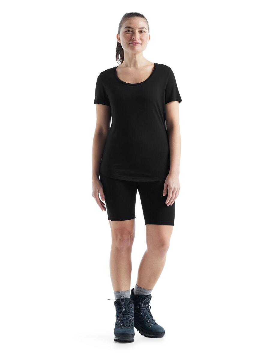 Black Icebreaker Merino Sphere II Short Sleeve Scoop Women's T Shirts | AU 1586HAPK